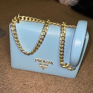 PRADA Pattina Crossbody Bag in Astrale / Baby Blue - Saffiano Leather